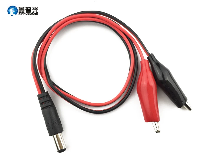 Фото 24AWG double core PVC line 0.5 m DC power supply to the male red and black test + medium alligator clip | Электроника