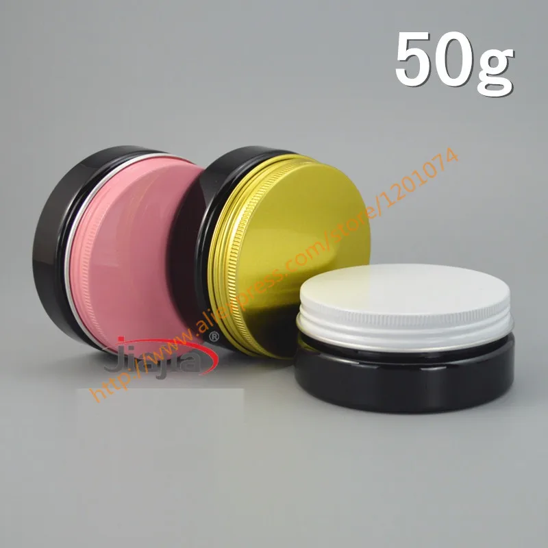 50g black PET Jar with Aluminum gold/pink/white lid. Metal Box Aluminum Bottle Cosmetic Packaging Aluminum Container
50g black PET Jar with Aluminum gold/pink/white lid. Metal Box Aluminum Bottle Cosmetic Packaging Aluminum Container