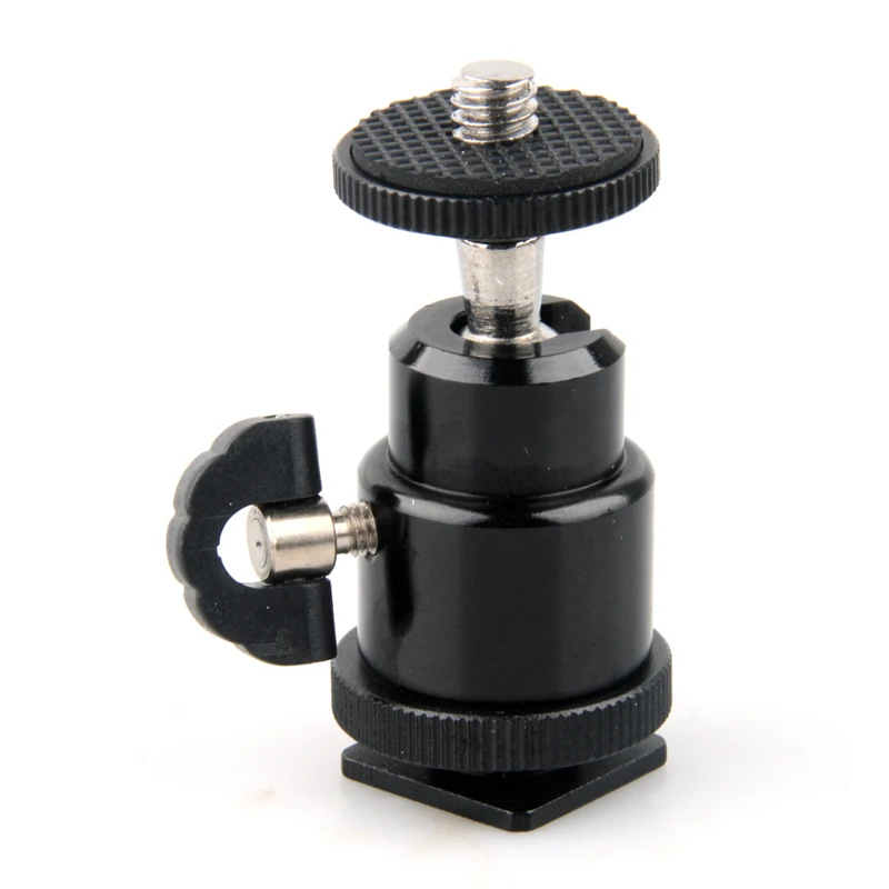 Mayitr 1pc 1/4 inch Black Tripod Ball Head Bracket Aluminum Hot Shoe Adapter Holder Mount for Camera Tripod Shoe Telescope