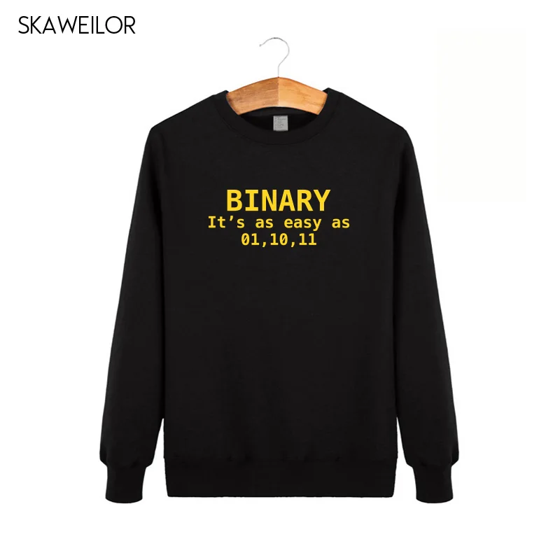 Новинка топы забавные мужские худи с круглым вырезом Binary It's Easy As 01 10 11 Nerd Geek Computing