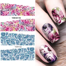 1 pièces ongle autocollant fleur aquarelle conception de l'eau transfert décalcomanie pour Nail Art décoration manucure enveloppes outils conseils(China)