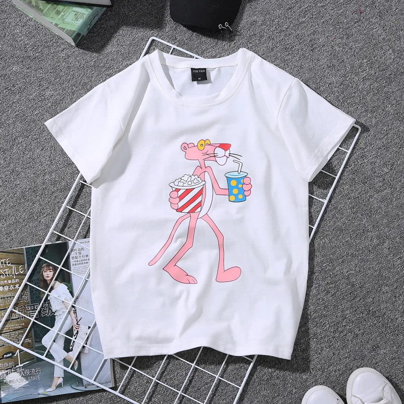 2018 casual Pink Panther couple clothes summer new cartoon o-neck tops female short sleeve white t shirt women 99
2018 casual Pink Panther couple clothes summer new cartoon o-neck tops female short sleeve white t shirt women 99