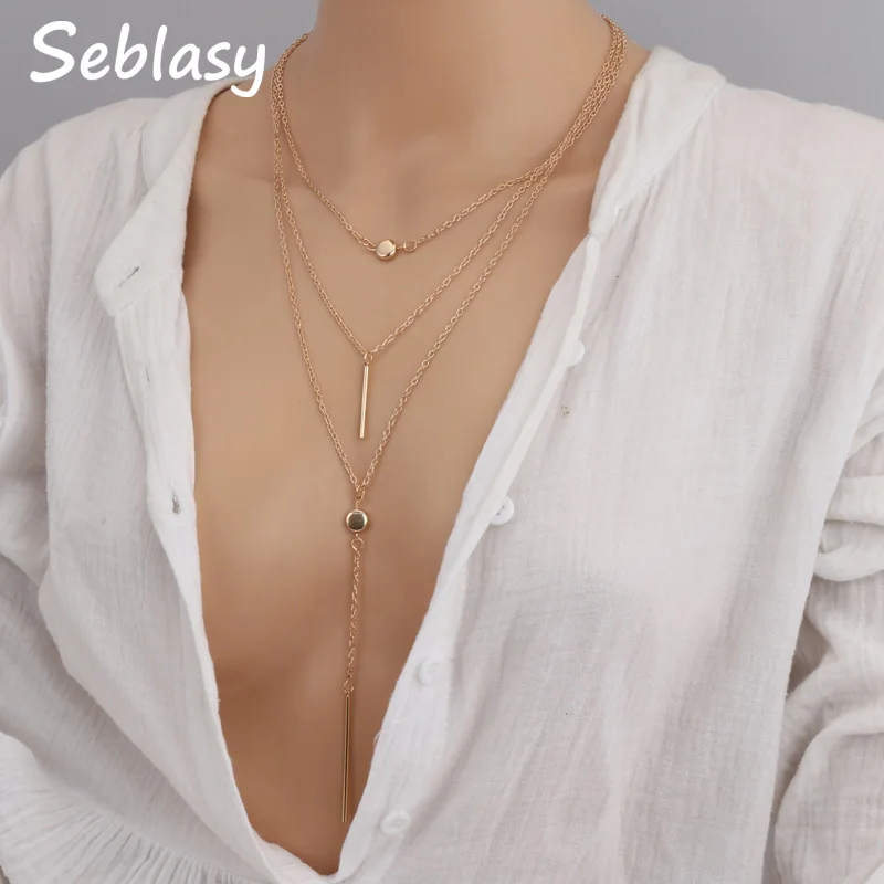 Seblasy New Fashion Long Multi Layer Clavicle Chain for Women Jewelry Charm Sequins Stripe Pendant Necklaces Femme Bijuterias
Seblasy New Fashion Long Multi Layer Clavicle Chain for Women Jewelry Charm Sequins Stripe Pendant Necklaces Femme Bijuterias
