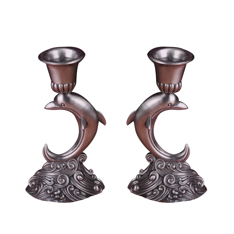 

2pcs/pair Dolphin pattern candlestick candle stick holder metal candle holders for home decorations candlestick wedding