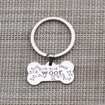 

Bone Shaped Key Chain Engraved Woof Gift To Pets Dog Lover Dog Owner DOG ID Keyring Souvenir Charm Jewelry Key Accessories 1 pcs