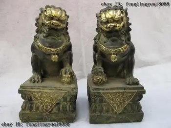 China Folk classical Copper Bronze Gilt Feng Shui Evil Door Fu Foo Dog Lion Pair
China Folk classical Copper Bronze Gilt Feng Shui Evil Door Fu Foo Dog Lion Pair