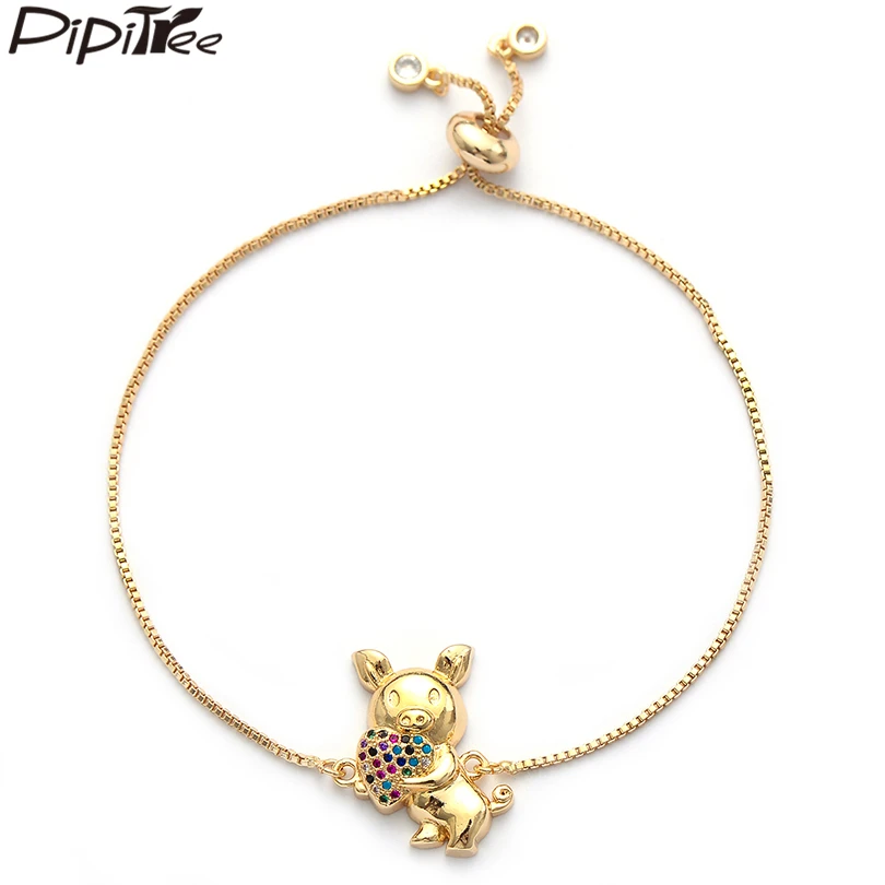 Pipitree Trendy Zodiac Pig Charm Bracelet with Zircon Heart Vacuum Gold Color Chain Lucky Bracelets for Women Men Kids Jewelry
Pipitree Trendy Zodiac Pig Charm Bracelet with Zircon Heart Vacuum Gold Color Chain Lucky Bracelets for Women Men Kids Jewelry