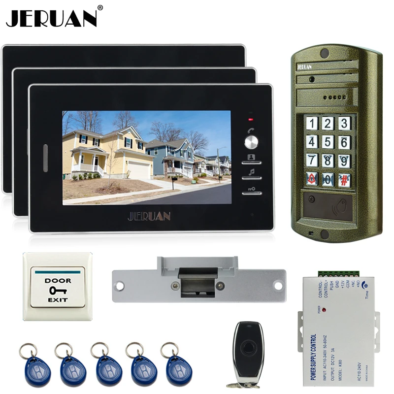 Home 7`` Video Door Phone Intercom System kit 3 Monitor +NEW Metal Waterproof Password HD Mini Camera +Electric Strike lock
Home 7`` Video Door Phone Intercom System kit 3 Monitor +NEW Metal Waterproof Password HD Mini Camera +Electric Strike lock