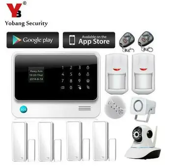 

Yobang Security 2.4G WiFi GSM GPRS SMS Wireless alarm Home Security intruder alarm with siren 720P Wifi IP Camera Smoke Detector