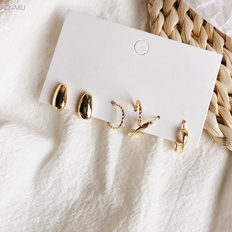 AOMU S925 Sterling Silver Pin Metal Gold and Silver Twisted Ring Multi-Piece Small Stud Earrings for Women Gifts Party Jewelry
AOMU S925 Sterling Silver Pin Metal Gold and Silver Twisted Ring Multi-Piece Small Stud Earrings for Women Gifts Party Jewelry