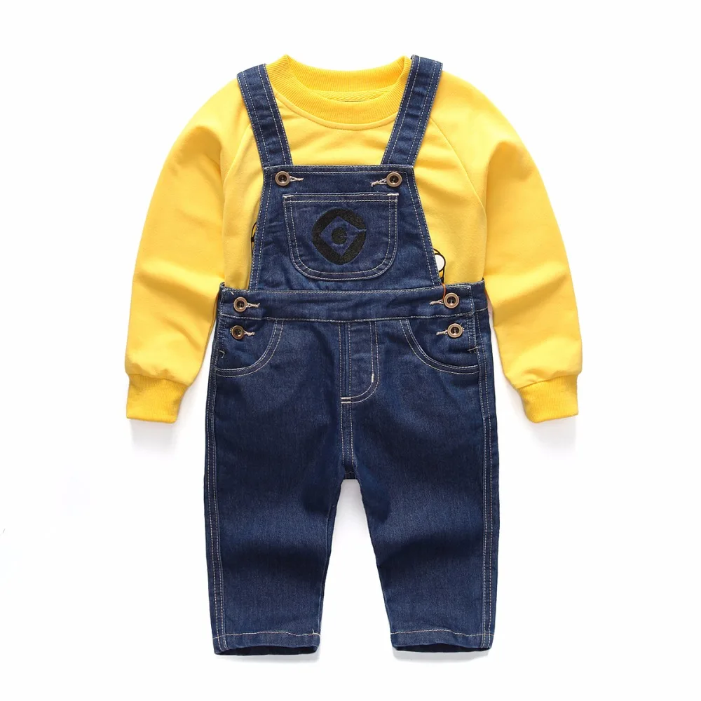 2018 Boys Clothing Fashion Suit Minions Kids Clothes Children's Denim overalls jeans pants +Blouse Full Sleeve Twinset
2018 Boys Clothing Fashion Suit Minions Kids Clothes Children's Denim overalls jeans pants +Blouse Full Sleeve Twinset