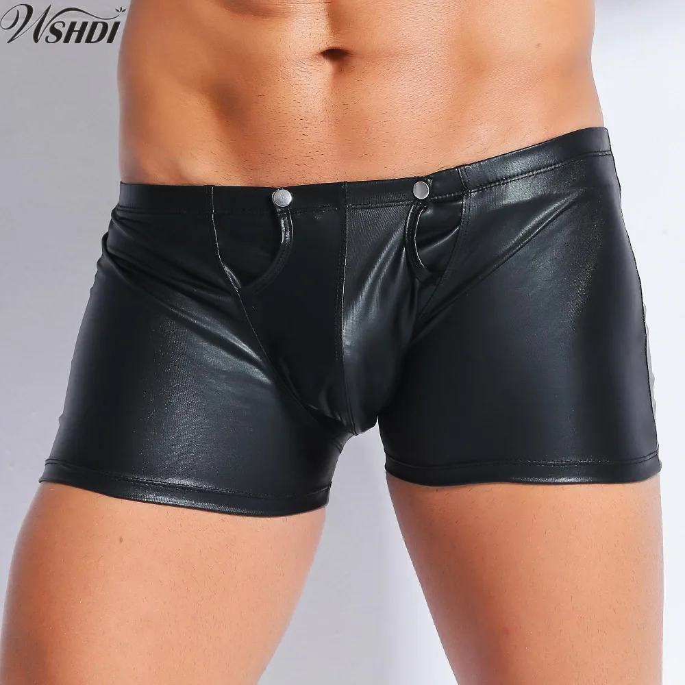 Black Mens Welook Patent Leather Open Crotch Boxer Shorts Teddy Fetish Costumes PU Catsuit Male Latex Short Pants
Black Mens Welook Patent Leather Open Crotch Boxer Shorts Teddy Fetish Costumes PU Catsuit Male Latex Short Pants