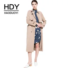 HDY Haoduoyi 2019 Herbst Neue High Fashion Marke Frauen Klassische Zweireiher Trenchcoat Wasserdichte Regenmantel Business Oberbekleidung(China)