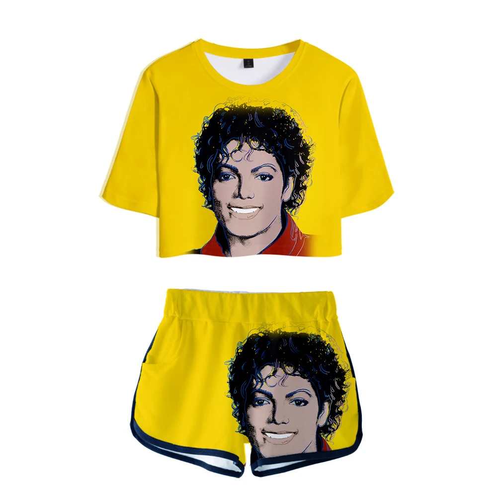 Michael Jackson 3D Navel short sleeve T-shirt+Shorts O-neck Set Cartoon Summer Two Pieces Women Sets HighSrteet Ladies
Michael Jackson 3D Navel short sleeve T-shirt+Shorts O-neck Set Cartoon Summer Two Pieces Women Sets HighSrteet Ladies