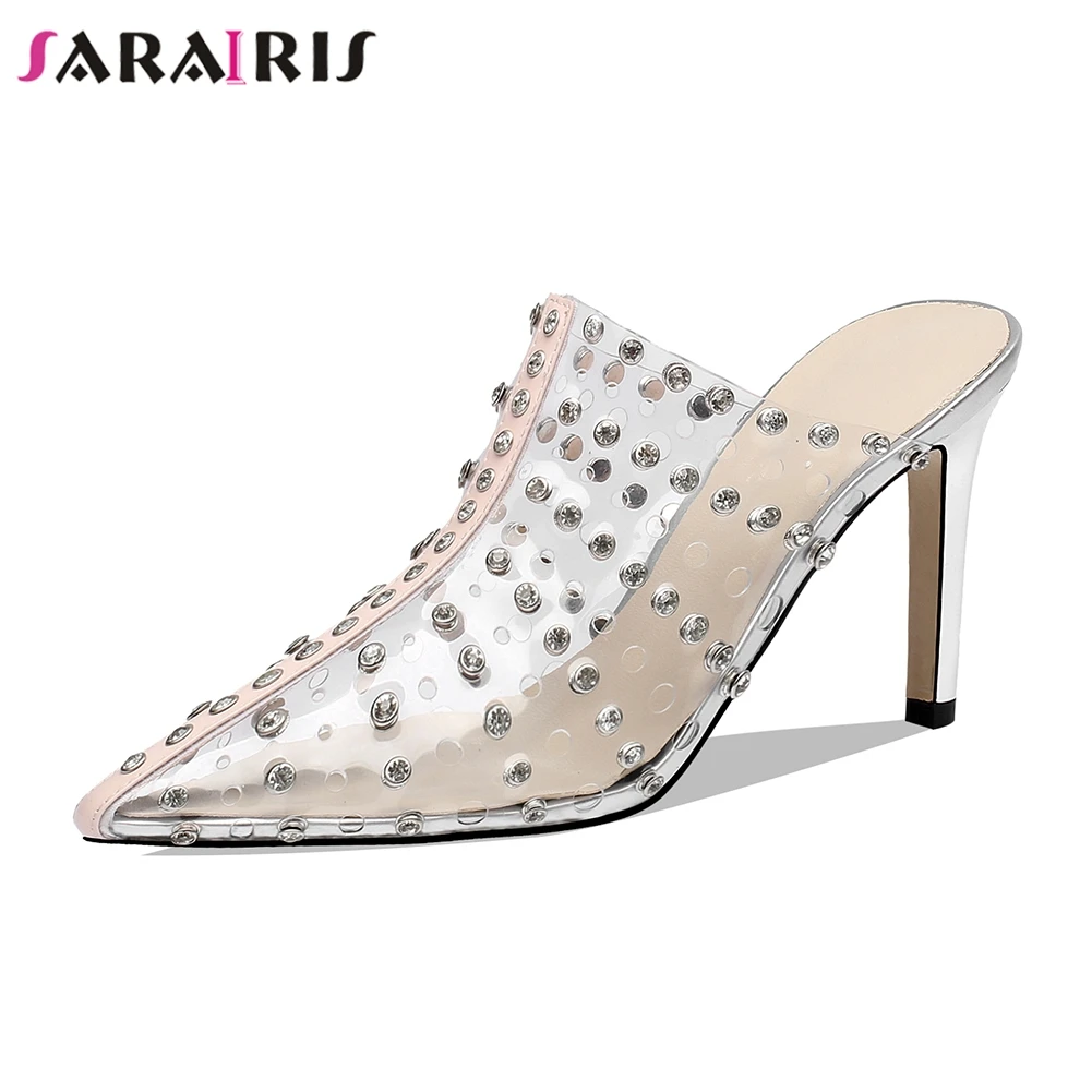 SARAIRIS Hollow Rivets Cow Leather Shoes Mules Women Thin High Heels Pointed Toe Pumps Women Shoes Woman Size 33-40
SARAIRIS Hollow Rivets Cow Leather Shoes Mules Women Thin High Heels Pointed Toe Pumps Women Shoes Woman Size 33-40