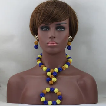 Mix Royal Blue Yellow Plastic Balls Choker Necklaces Set Women Nigerian Wedding African Beads Jewlery Set Free ShippingABL813
Mix Royal Blue Yellow Plastic Balls Choker Necklaces Set Women Nigerian Wedding African Beads Jewlery Set Free ShippingABL813