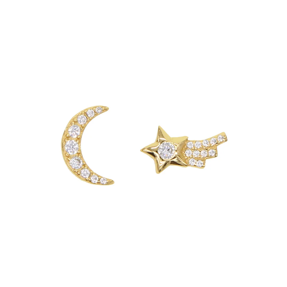 Cheaper 100% real 925 sterling silver mini moon shape stud earrings with cz paved star tiny stud earring for girl daughter gift
Cheaper 100% real 925 sterling silver mini moon shape stud earrings with cz paved star tiny stud earring for girl daughter gift
