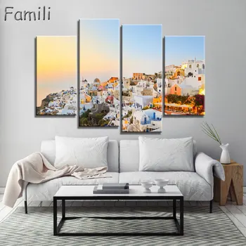 4 Piece Hot Sell Modern Wall Painting Art Picture Paint on Canvas Prints The classic beauty of the Greek island of Santorini
4 Piece Hot Sell Modern Wall Painting Art Picture Paint on Canvas Prints The classic beauty of the Greek island of Santorini