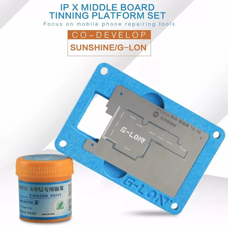 BGA Reballing Stencil Soldering Net With Solder Paste for iphone X Motherboard Planting Tin Fixture Logic Board Repair Tools | Инструменты