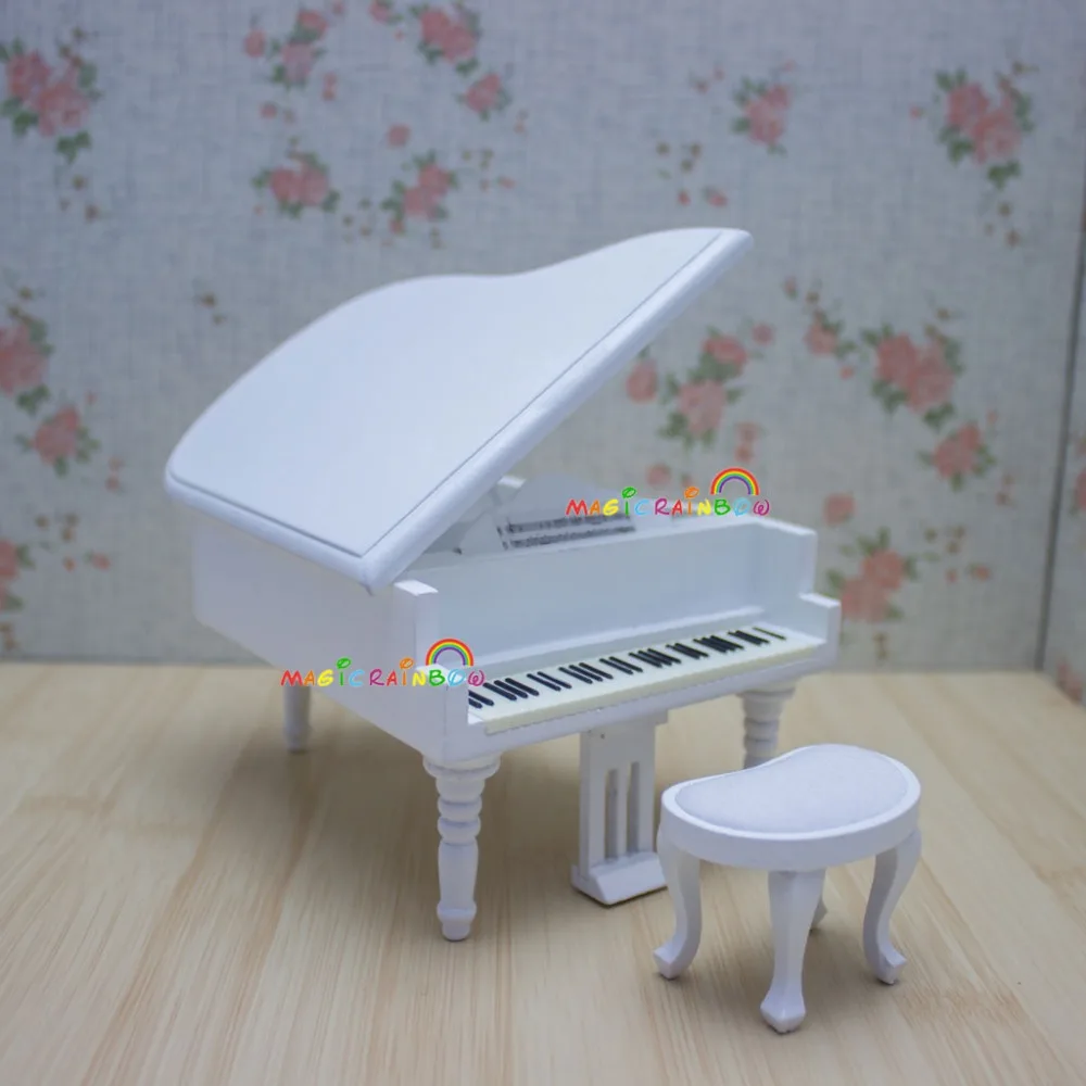 1:12 Масштаб кукольная мебель миниатюры фортепиано Pianoforte игрушечной модели белый
