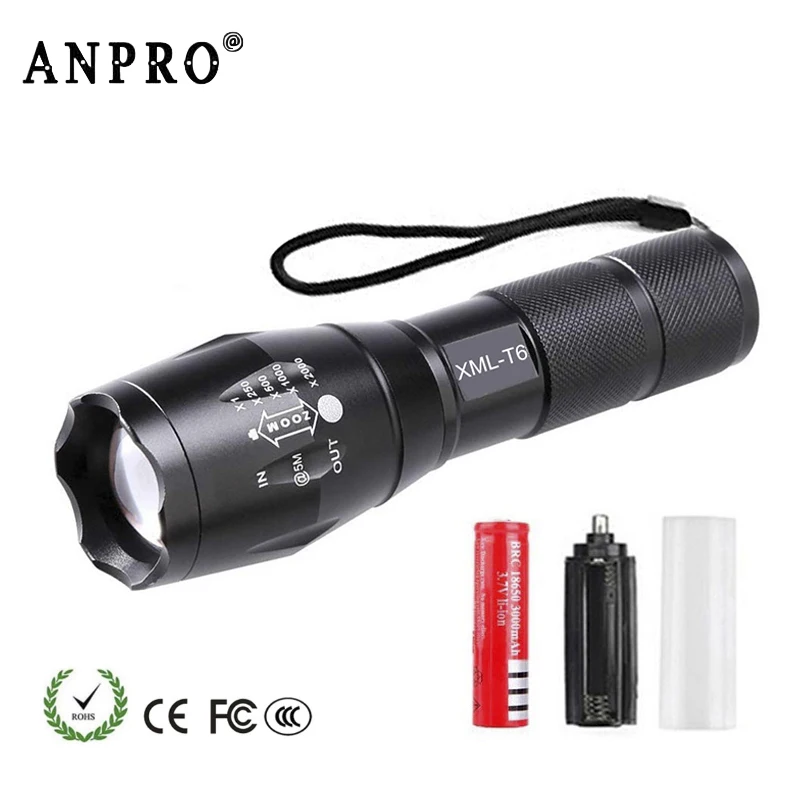 Anpro Led Flashlight XML T6 Linterna Torch Outdoor Camping Powerful Mini Rechargeable Zoom Led Flashlight 18650 AAA Battery
Anpro Led Flashlight XML T6 Linterna Torch Outdoor Camping Powerful Mini Rechargeable Zoom Led Flashlight 18650 AAA Battery