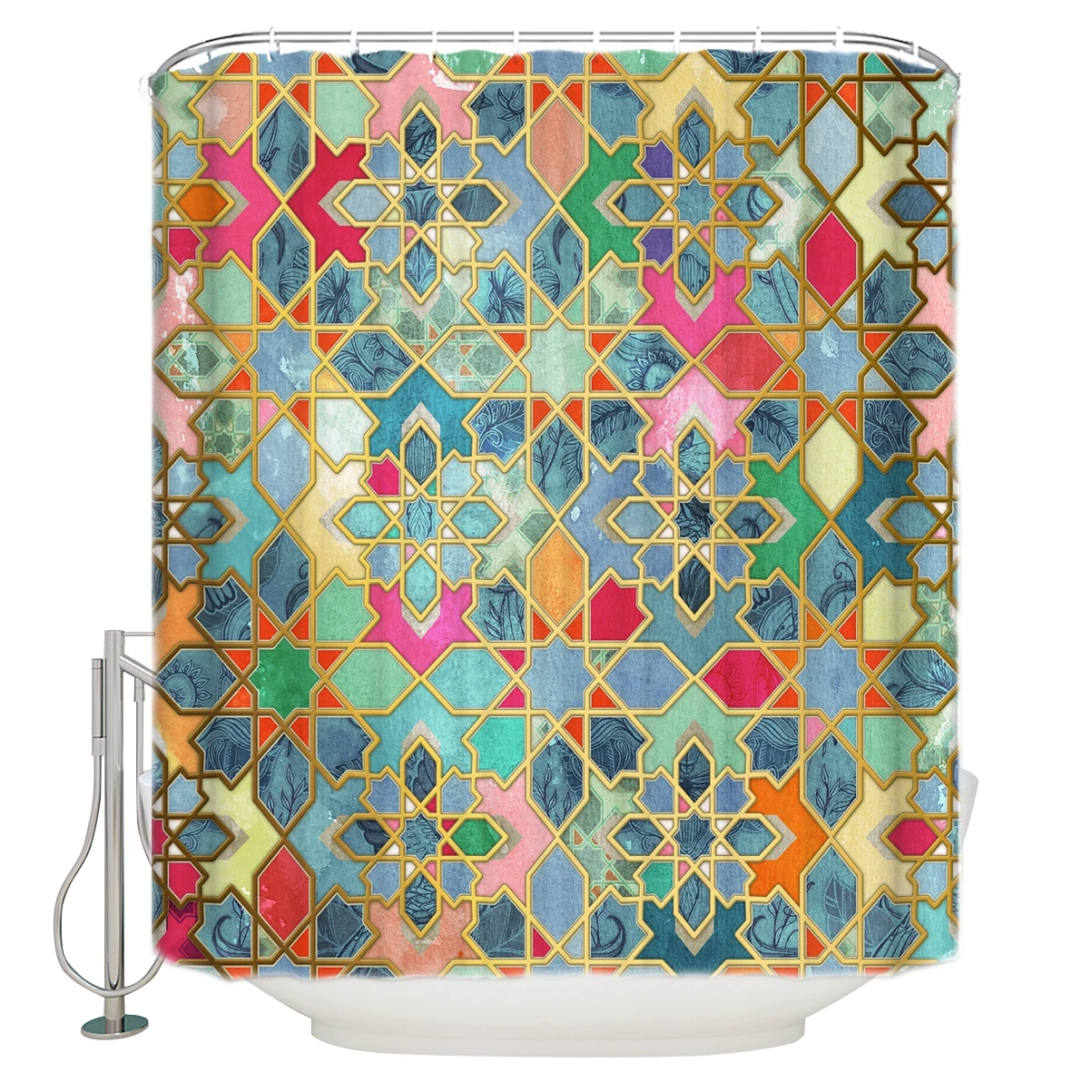 Gilt & Glory - Colorful Moroccan Mosaic Extra Long Fabric Bath Shower Curtains Bathroom Decor Sets with Hooks
Gilt & Glory - Colorful Moroccan Mosaic Extra Long Fabric Bath Shower Curtains Bathroom Decor Sets with Hooks