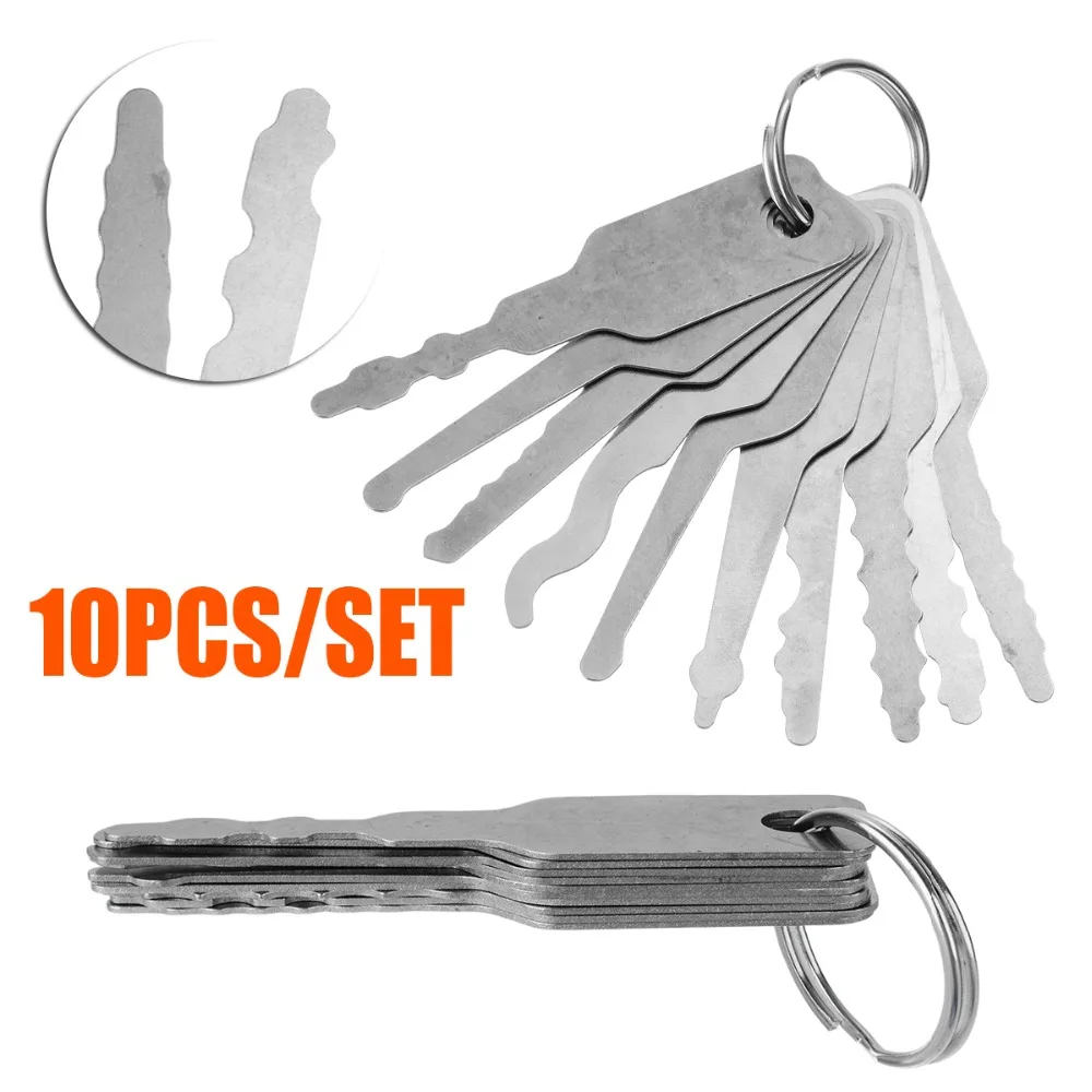 

10pcs/set Universal Stainless Steel Car Lock Out Emergency Unlock Door Open Keys Tool Kit Lock Accessories