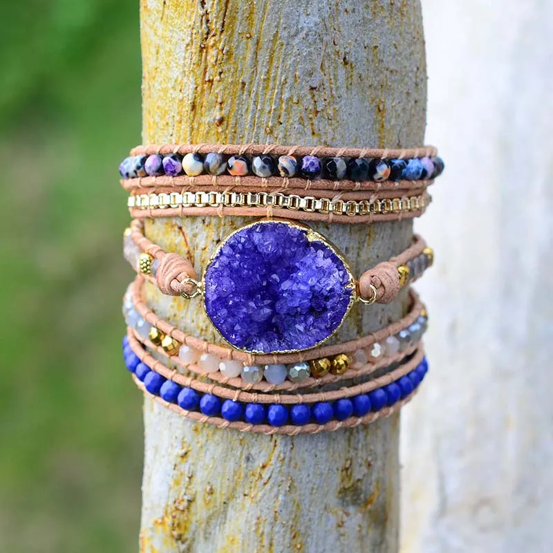 2019 Unique Mixed Natural Stones Crystal Quartz Charm 5 Strands Wrap Bracelets Handmade Boho Bracelet Women Leather Bracelet
2019 Unique Mixed Natural Stones Crystal Quartz Charm 5 Strands Wrap Bracelets Handmade Boho Bracelet Women Leather Bracelet