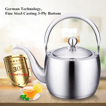 1.5L Food Grade 18/10 Stainless Steel Kettle 3-Ply Capsule Base Water Bottle Teapot Home Kitchen Tea Tool
1.5L Food Grade 18/10 Stainless Steel Kettle 3-Ply Capsule Base Water Bottle Teapot Home Kitchen Tea Tool