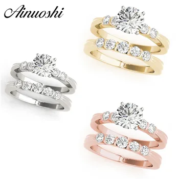 AINUOSHI 925 Sterling Silver Women Ring Set White Gold Yellow Gold Rose Gold Color Round Ring Aniversary Jewelry anillos de boda
AINUOSHI 925 Sterling Silver Women Ring Set White Gold Yellow Gold Rose Gold Color Round Ring Aniversary Jewelry anillos de boda
