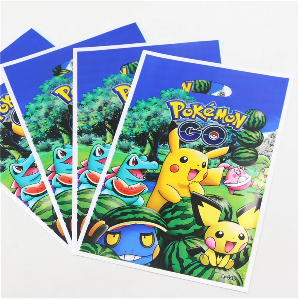 

Gift bag 10pcs/lot plastic bag pokemon go theme party loading gift happy birthday party decoration supplies kids favor