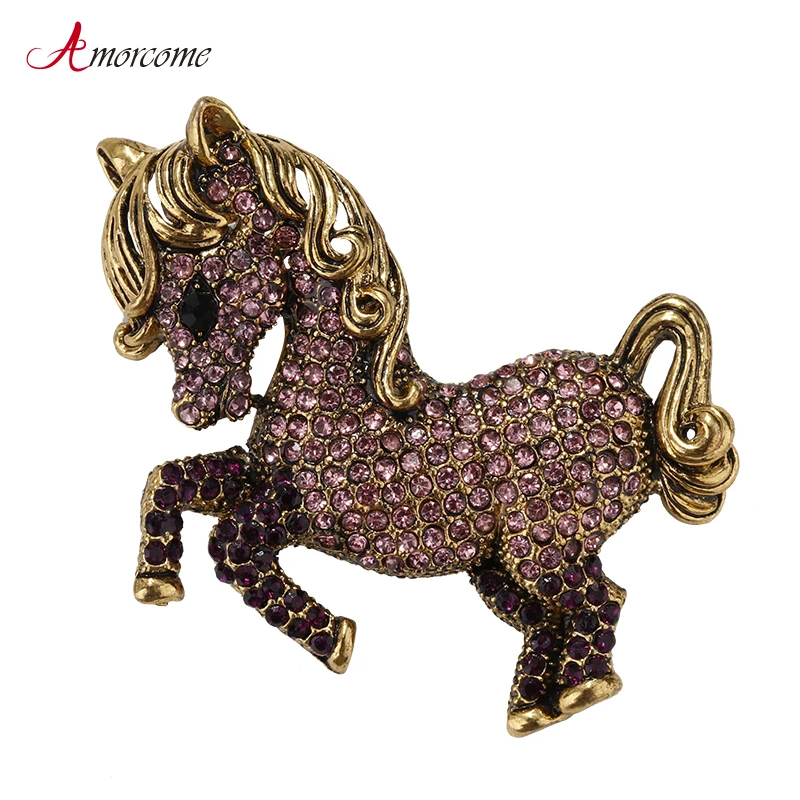 Amorcome Lovely Horse Brooches for Women Girls Gift Delicate Bronze Color Metal Crystal Paved Animal Brooch Female Jewelry Gift
Amorcome Lovely Horse Brooches for Women Girls Gift Delicate Bronze Color Metal Crystal Paved Animal Brooch Female Jewelry Gift