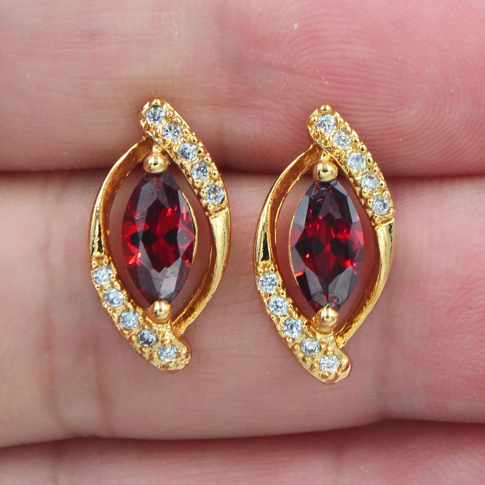 Fashion Jewelry Gold Color AAA+ Cubic Zirconia Red Marquise CZ Stud Earrings For Women
Fashion Jewelry Gold Color AAA+ Cubic Zirconia Red Marquise CZ Stud Earrings For Women
