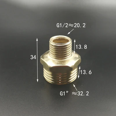 1/2 "x 1" Мужской BSP резьбовое соединение шестигранное медное покрытие адаптер