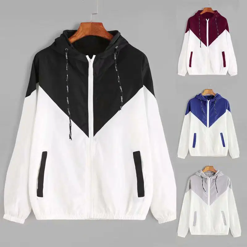 Women Sports Basic Jackets Female Zipper Pockets Casual Long Sleeves Coats Autumn Hooded Jacket Two Tone Windbreaker Jacket
Women Sports Basic Jackets Female Zipper Pockets Casual Long Sleeves Coats Autumn Hooded Jacket Two Tone Windbreaker Jacket
