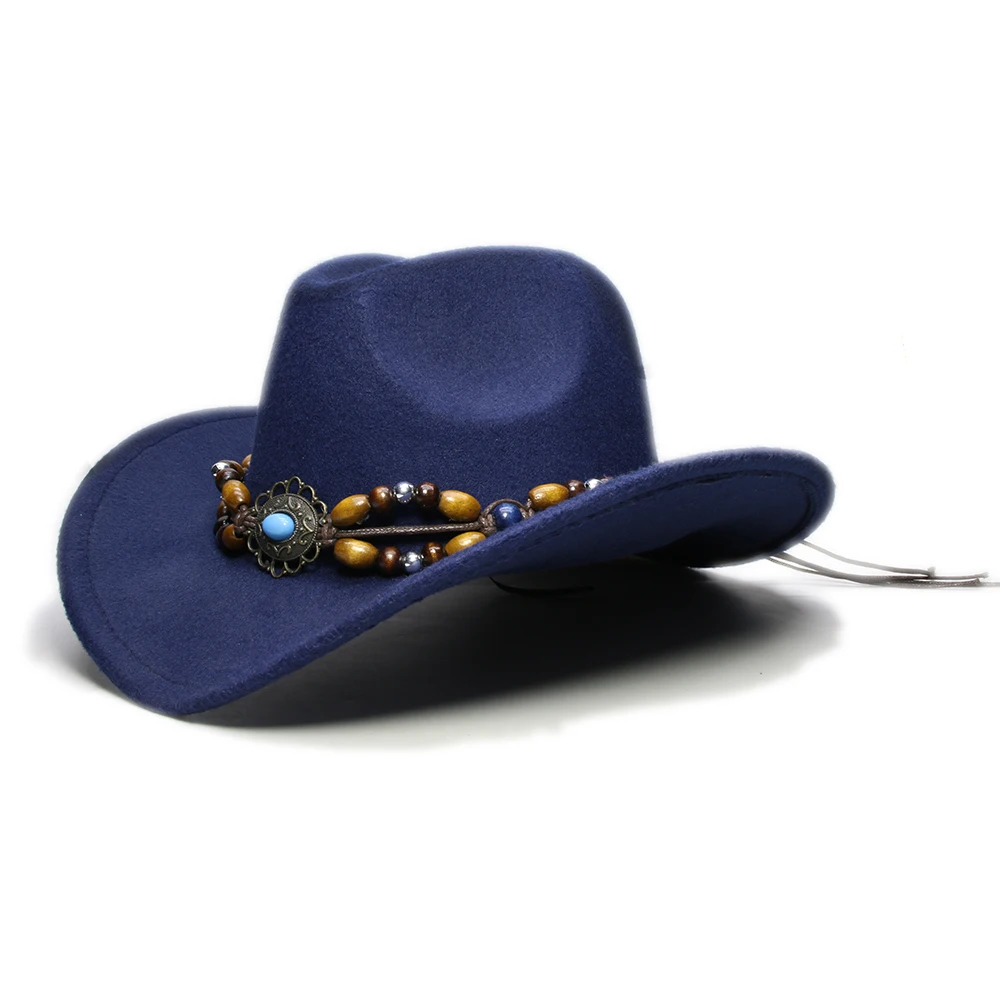 Retro Turquoise Wood Bead Braid Band Parent-child Unisex /Kid Wool Wide Brim Cowboy Western Hat Cowgirl Bowler Cap (57cm/54cm)
Retro Turquoise Wood Bead Braid Band Parent-child Unisex /Kid Wool Wide Brim Cowboy Western Hat Cowgirl Bowler Cap (57cm/54cm)