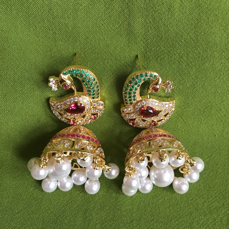 Серьги из индийского болливуда и жемчуга Jhumka искусственный жемчуг позолоченный