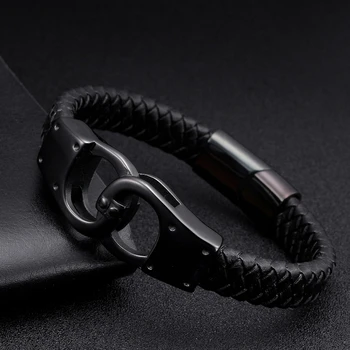 Black Genuine Leather Men Cuff Bracelet Bangles Luxury Braided Vintage Wrap Charm Bracelets Male Sporty Magnetic Clasp Jewelry
Black Genuine Leather Men Cuff Bracelet Bangles Luxury Braided Vintage Wrap Charm Bracelets Male Sporty Magnetic Clasp Jewelry