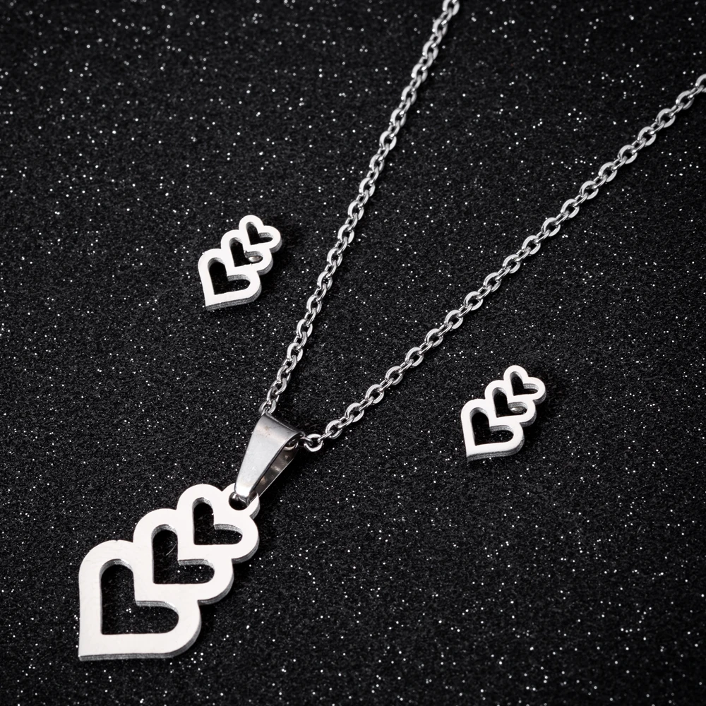 Hfarich Cute Heart Pendant Necklace Stainless Steel Fashion Jewelry for Women Accessories Girlfriend Gifts Necklace Set
Hfarich Cute Heart Pendant Necklace Stainless Steel Fashion Jewelry for Women Accessories Girlfriend Gifts Necklace Set