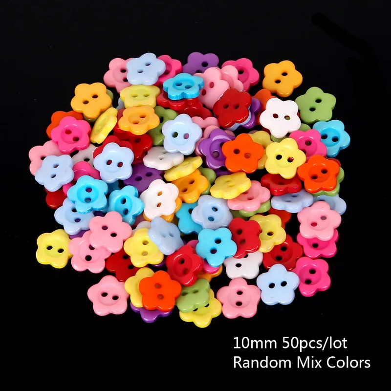 Description Picture 3 of item50pcs 10mm 12mm Mixed Color Flower Plastic Button Baby Sewing Button Decoration/Sewing/Craft/Scrapbook Accessories Wholesale