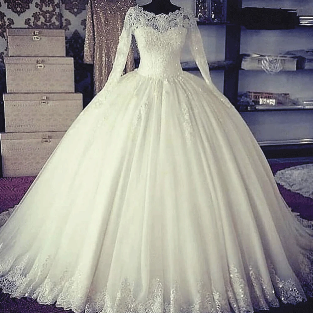 

SuperKimJo White Wedding Dresses Boho Vestido De Noiva princesa Lace Applique Vintage Long Sleeve Bridal Dress Robes De Mariage