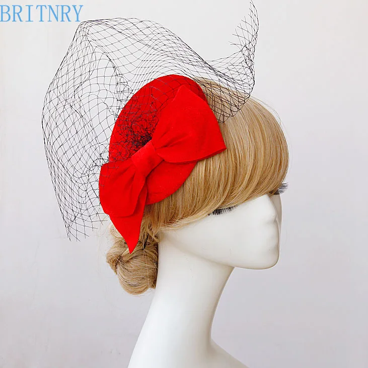 BRITNRY Hot Sale Red Wedding Hat Vintage Birdcage Veil with Black Tulle Women Evening Party Hat
BRITNRY Hot Sale Red Wedding Hat Vintage Birdcage Veil with Black Tulle Women Evening Party Hat