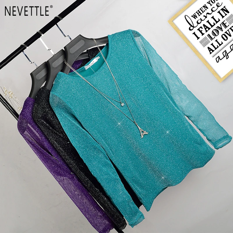 Spring Long sleeve Shinny T shirt Women Korea Elegant O neck Lurex Tops Ulzzang Mesh Bottoming Shirts
Spring Long sleeve Shinny T shirt Women Korea Elegant O neck Lurex Tops Ulzzang Mesh Bottoming Shirts