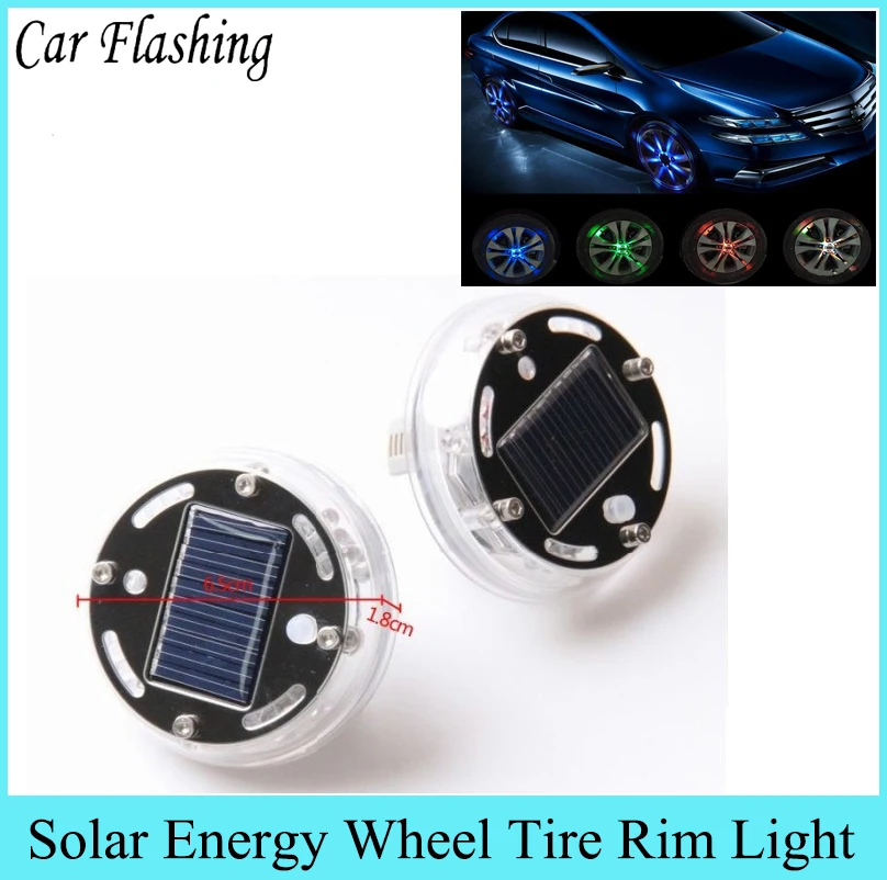 

Car Flashing 1pcs Auto Led Solar Energy Flash Wheel Tire Rim Light Colorful Waterproof Decorative Lighting