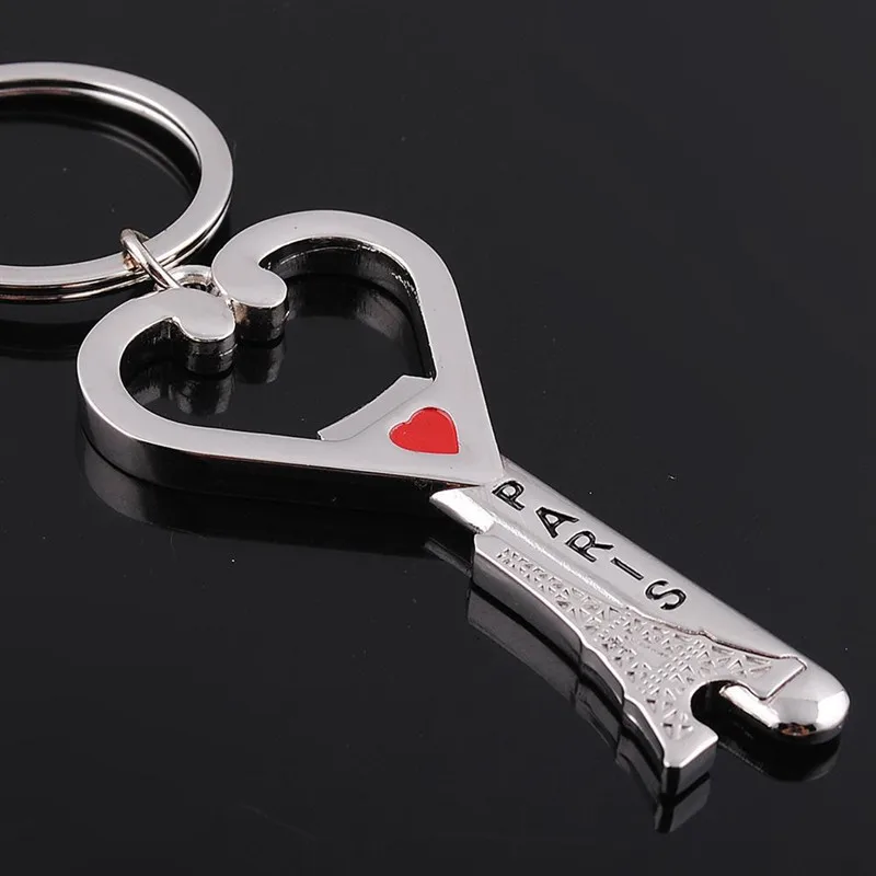 

Paris eiffel tower souvenirs key chain heart bottle opener keychains fashion design metal keychain factory sale high quality