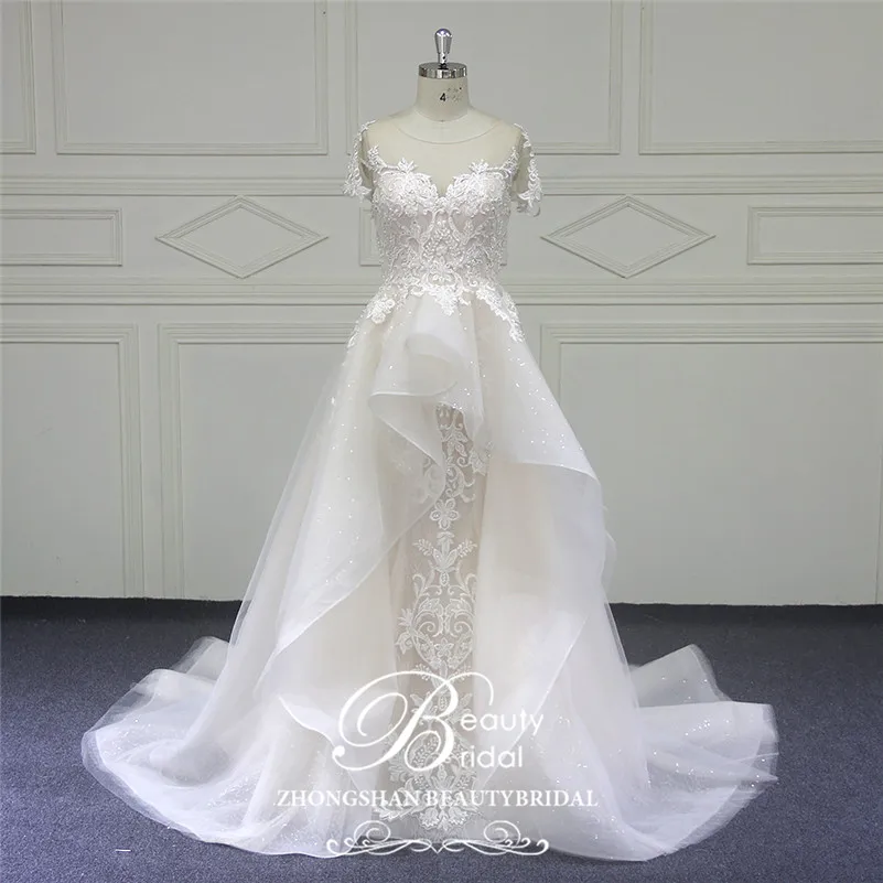 Beautybridal Custom made lace Beads Wedding Dresses round illusion neckline wedding gown short sleeves Vestido de Noiva LS706
Beautybridal Custom made lace Beads Wedding Dresses round illusion neckline wedding gown short sleeves Vestido de Noiva LS706