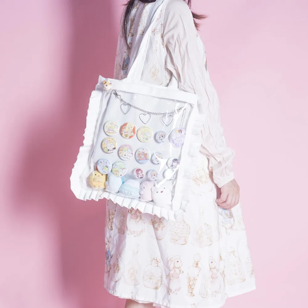 Comic Show Dolls Canvas Ruffle Pillow pack Itabag Sweet Lolita Transparent Clear Itabag Shoulders Bag Cosplay Handbag PVC Bag
Comic Show Dolls Canvas Ruffle Pillow pack Itabag Sweet Lolita Transparent Clear Itabag Shoulders Bag Cosplay Handbag PVC Bag