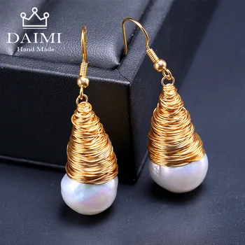 DAIMI Yellow Gold Huge Pearl Earrings Natural Baroque Pearl Unique Luxury Jewelry Designs Handmade Earrings Christmas Gift
DAIMI Yellow Gold Huge Pearl Earrings Natural Baroque Pearl Unique Luxury Jewelry Designs Handmade Earrings Christmas Gift