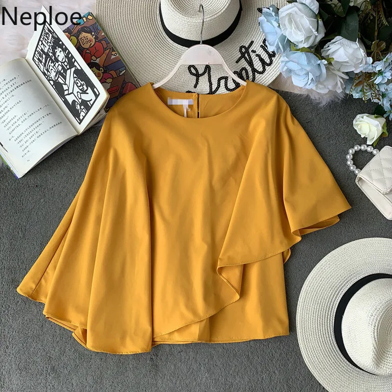 Neploe Loose Solid Women Blouses Summer 2019 Fashion O-Neck Short Sleeve Blusa Sweet Ruffles Irregualr Length Ladies Tops 45000
Neploe Loose Solid Women Blouses Summer 2019 Fashion O-Neck Short Sleeve Blusa Sweet Ruffles Irregualr Length Ladies Tops 45000