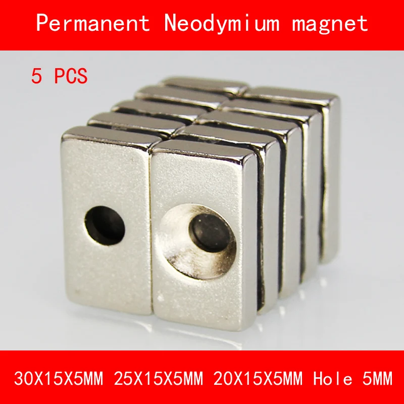 5PCS rectangle magnet 30*15*5MM 25*15*5MM 20*15*5MM hole 5MM n35 Rare Earth strong Permanent NdFeB Neodymium Magnet
5PCS rectangle magnet 30*15*5MM 25*15*5MM 20*15*5MM hole 5MM n35 Rare Earth strong Permanent NdFeB Neodymium Magnet